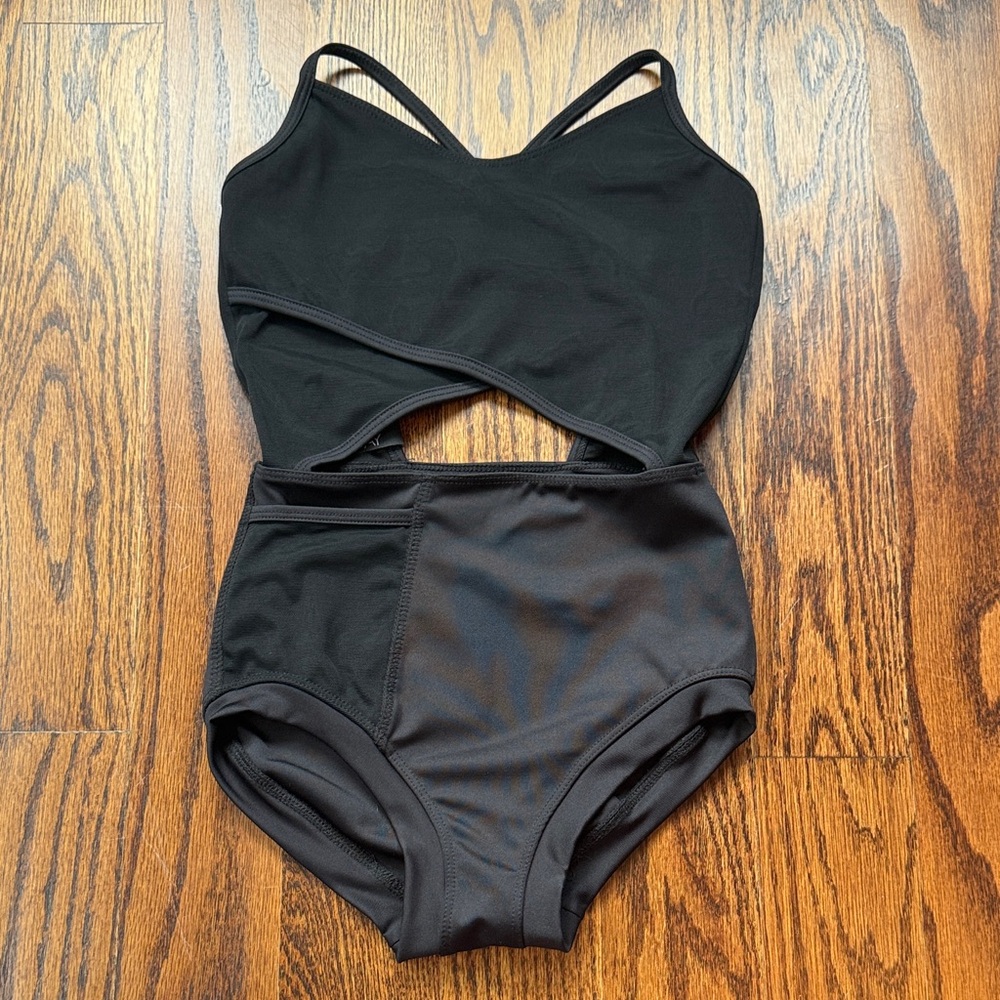 Tiger Friday Black Cutout One-Piece Dance Leotard